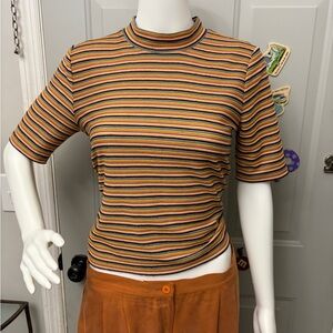 Madewell Orange and Blue Striped Short Sleeve Tee